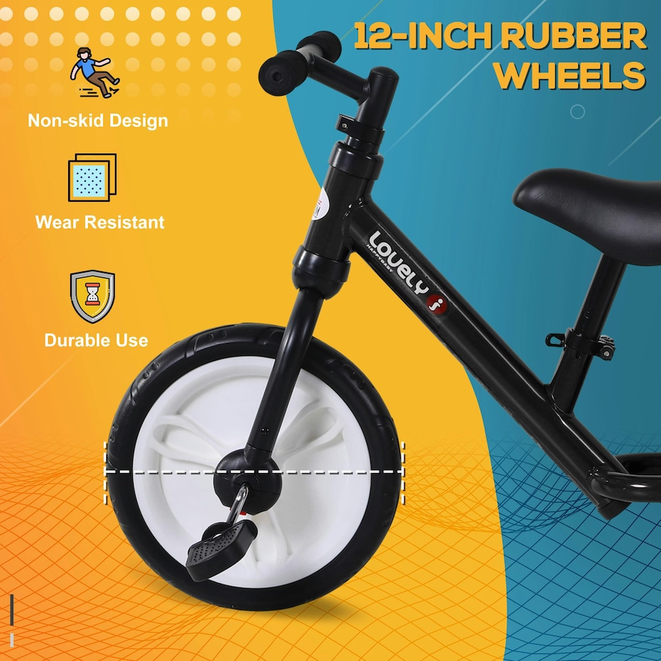 image 1 of HOMCOM Kids Balance Training Bike Toy w/ Stabilizers For Child 2-5 Years Black