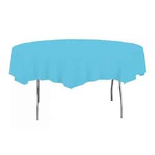 Powder Blue Round Plastic Tablecover 213cm
