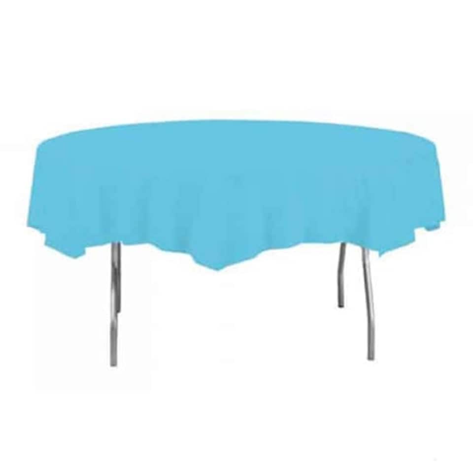 Powder Blue Round Plastic Tablecover 213cm