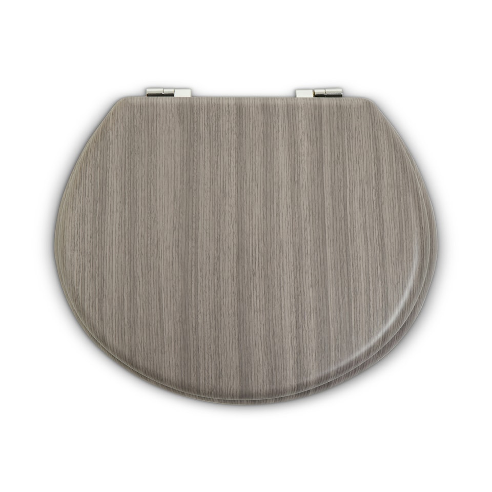 image 1 of Interiors by Premier Grey Wood Toilet Seat, Oval Toilet Seat With Scratch-Resistant Veneer Lid, Ideal For Closet Seat Replacement