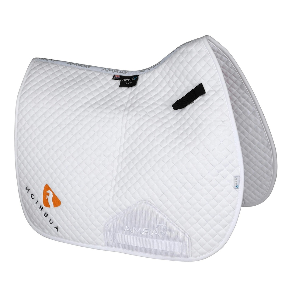 image 1 of ARMA Aubrion Logo Horse GP Saddlepad - White - 15in - 16.5in