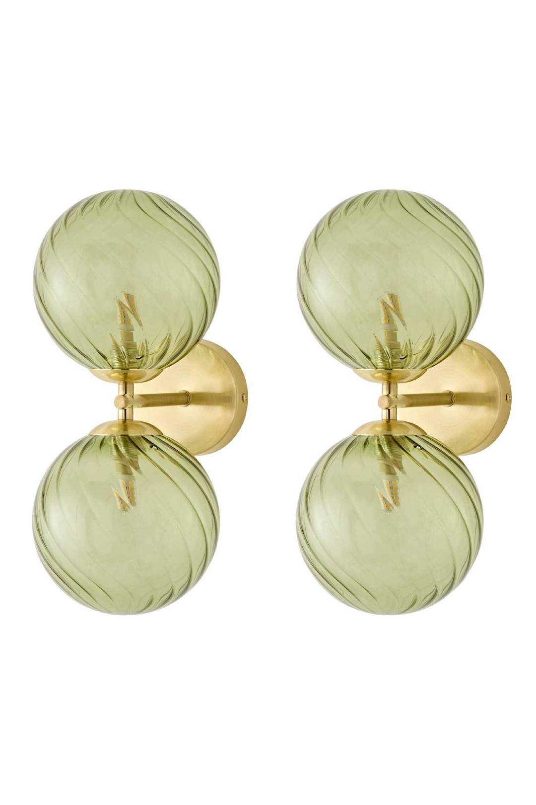 ValueLights Sydney Pair Gold Up Down Swirl Shades Wall Lights and Bulbs