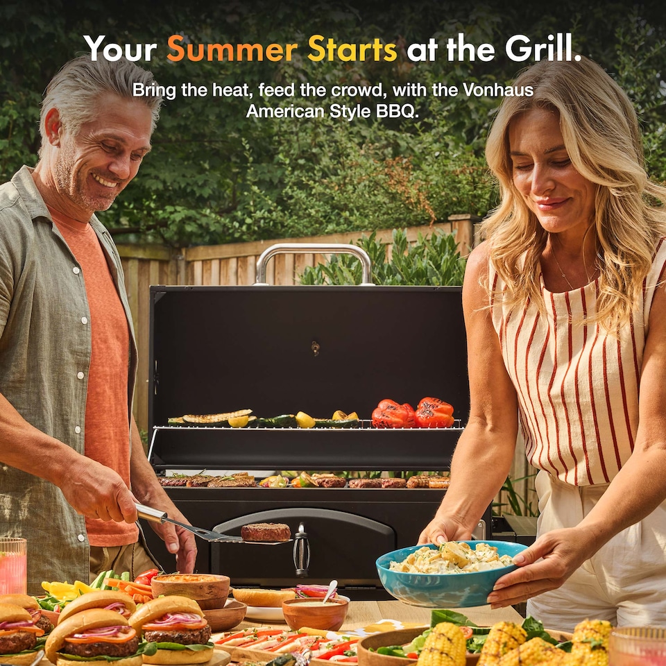 image 1 of VonHaus Charcoal BBQ XXL Portable Barbecue