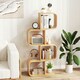 image 9 of COSTWAY 4-TierS-Shaped Bookcase, Bamboo Bookshelf Brown