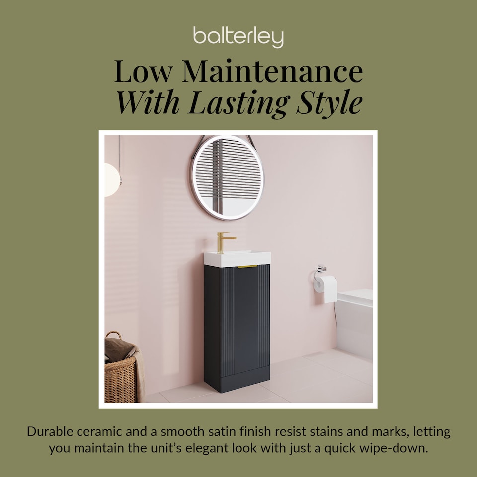 image 1 of Dark Grey 400mm Floor Standing Vanity Unit with Black Handle | Grey | Satin Soft Black | 1