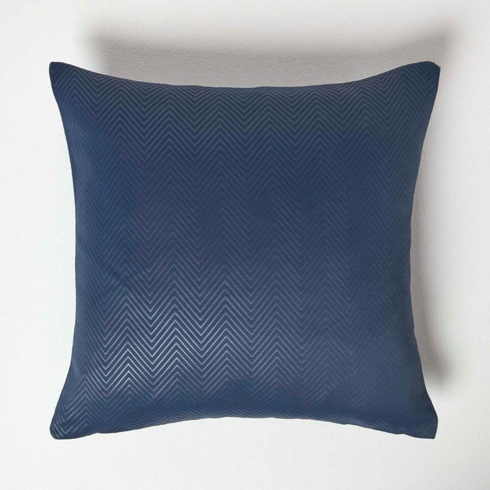 image 1 of Homescapes Navy Blue Herringbone Chevron Cushion Cover Cover - 45 x 45 cm | Blue | Navy Blue | 45 x 45 cm