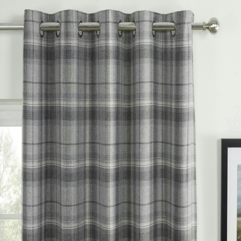 image 1 of Carnoustie Eyelet Blackout Curtains - Grey - 117cm x 183cm