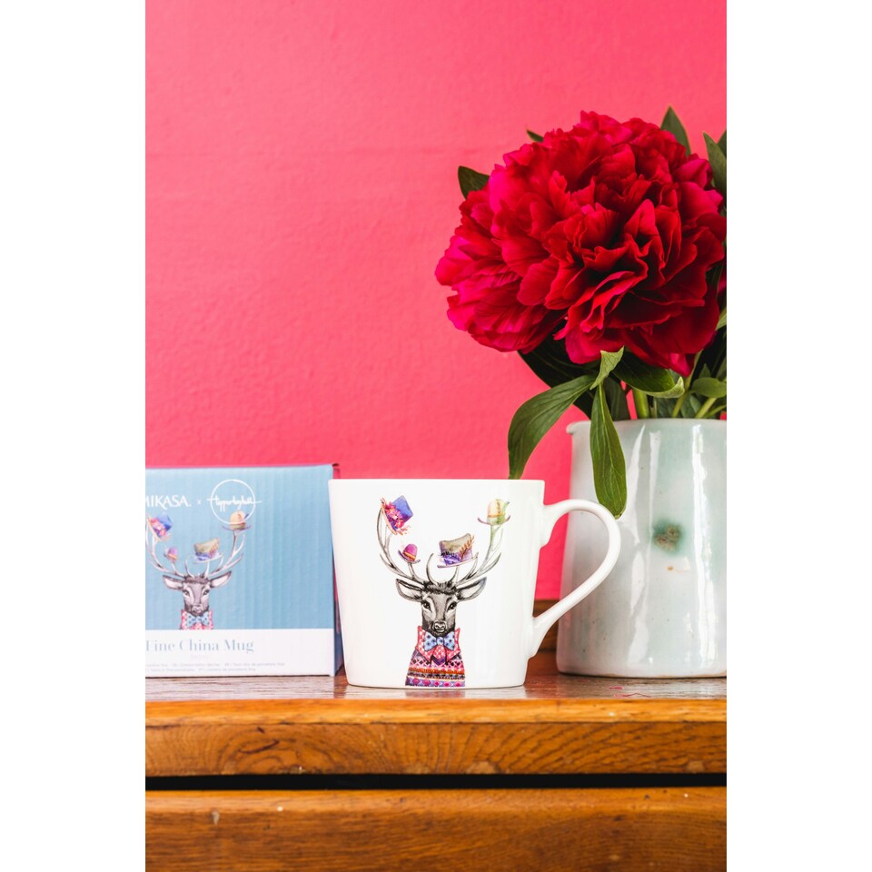 image 1 of Mikasa x Tipperleyhill Stag Print Porcelain Mug, 380ml | White