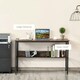 image 3 of HOMCOM 2-Tier Writing Desk Metal Frame Smooth Shelves Storage Shelf Rustic Brown
