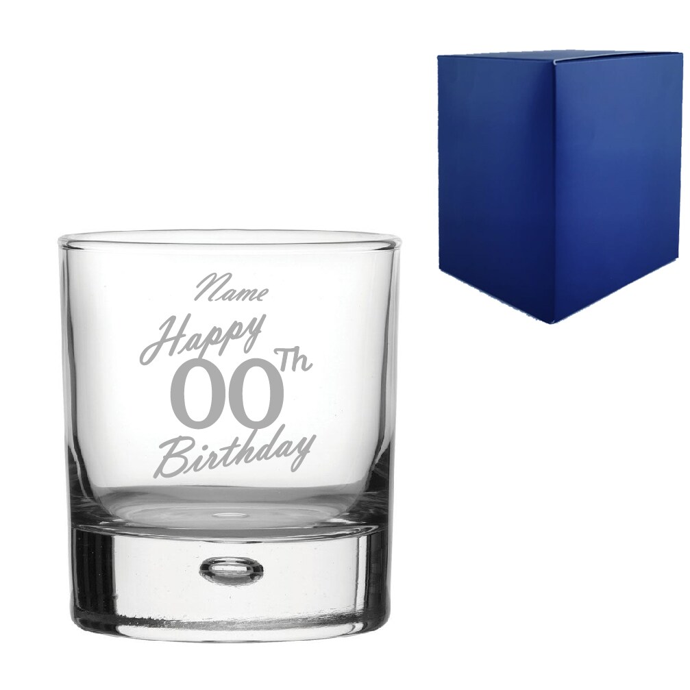 Personalised Engraved Handwritten 11oz Bubble Whisky Glass 00th