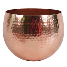 Large Metal bowl 22 x 18cm Hammered Copper Colour - Straight Edge | Copper