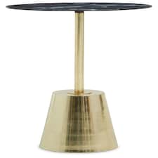 Avola Black Marble Effect Top Gold Base Side Table Gold