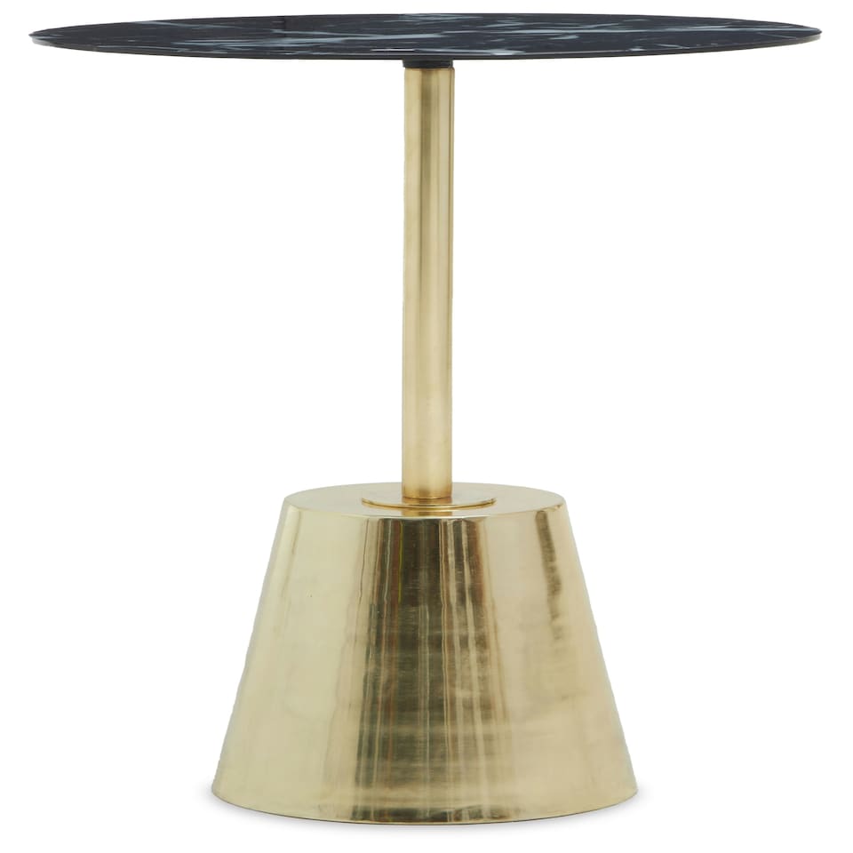 image 1 of Avola Black Marble Effect Top Gold Base Side Table Gold