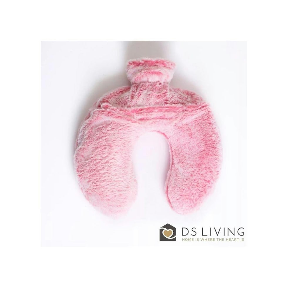 image 1 of Luxury Hot Water Bottle with Faux Fur Cover Medium 1.8L Pink