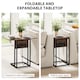 image 4 of HOMCOM C Shaped Side Table with Charging Station and Foldable Top | Brown