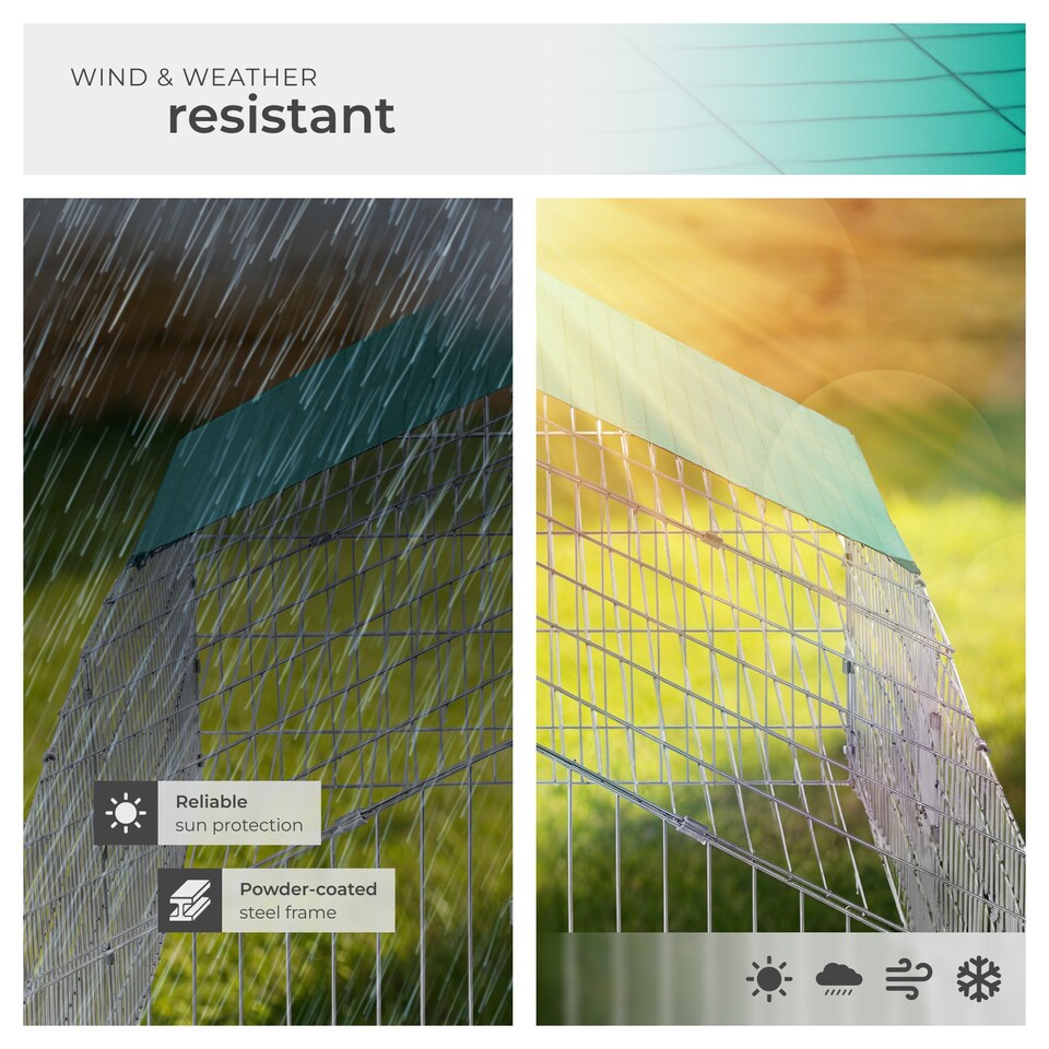 image 1 of Rabbit Run - 12 grid elements with sunshade, 2 doors, 180 x 75 x 75 cm | Green | green | 180 x 75 x 75 cm | 1