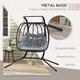image 4 of Outsunny Outdoor PE Rattan 2 Seaters Swing Chair with Thick Padded Cushion, Patio Hanging Egg Chair with Metal Stand, Headrest, for Indoor and Outdoor, Black