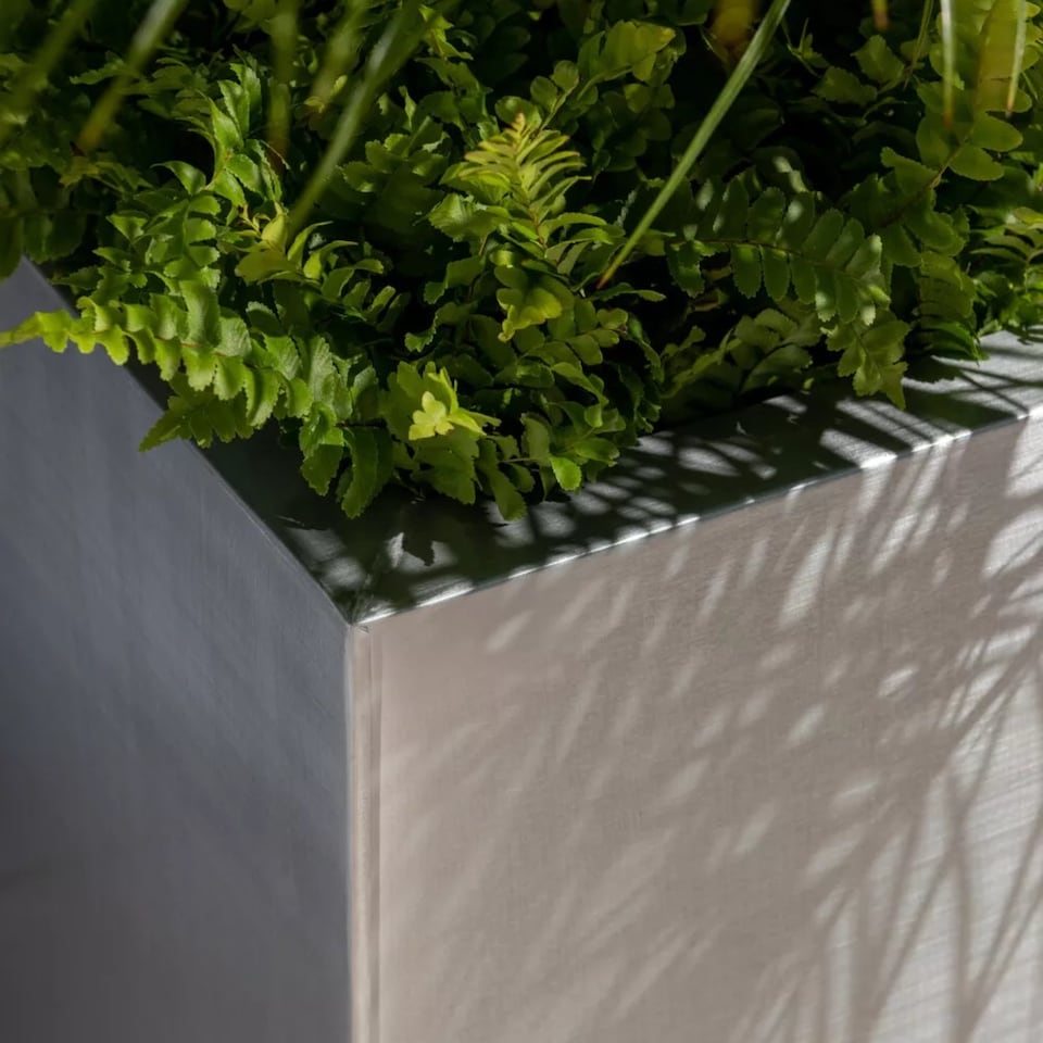image 1 of Primrose Zinc Galvanised Silver Cube Steel Planter Pot 30cm