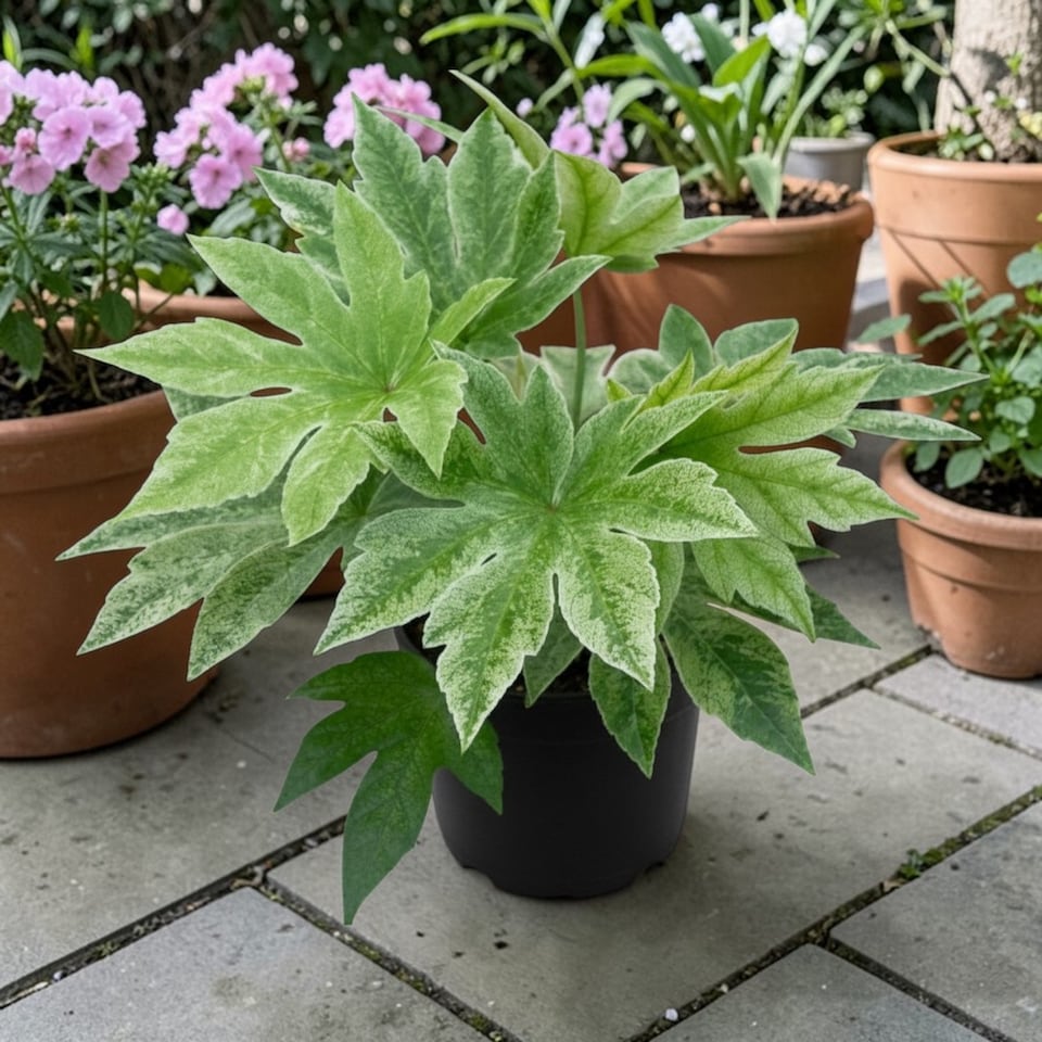 image 1 of Carbeth Plants Fatsia Japonica Spiders Web in 2L Pot | Multi