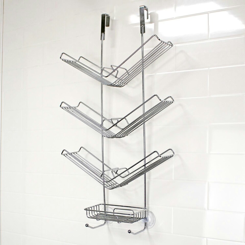 image 1 of Showerdrape Atrium 3 Tier Hanging Chrome Shower Caddy