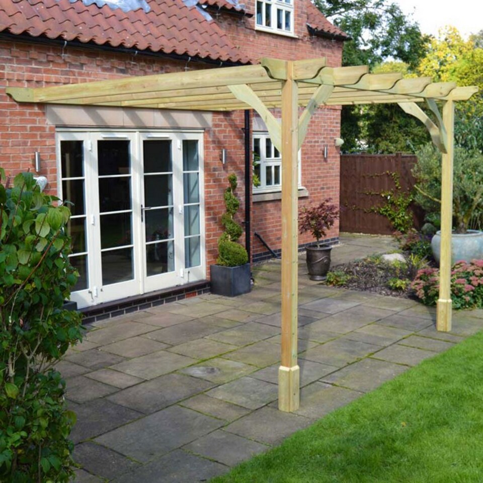 image 1 of Wall Mounted Premium Pergola - Wood - L180 x W180 x H270 cm - Light Green