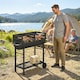 image 8 of Outsunny Charcoal Barbecue Grill with 2 Cooking Areas, Wheels | Black | Black | 103L x 46.5W x 100H cm