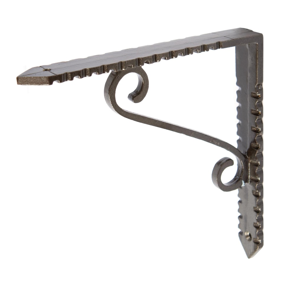 image 1 of Hammer & Tongs Notched Scroll Iron Shelf Bracket - D150mm - Raw