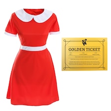 Spoilt Golden Ticket Winner Costume, Dress & Ticket Red | L