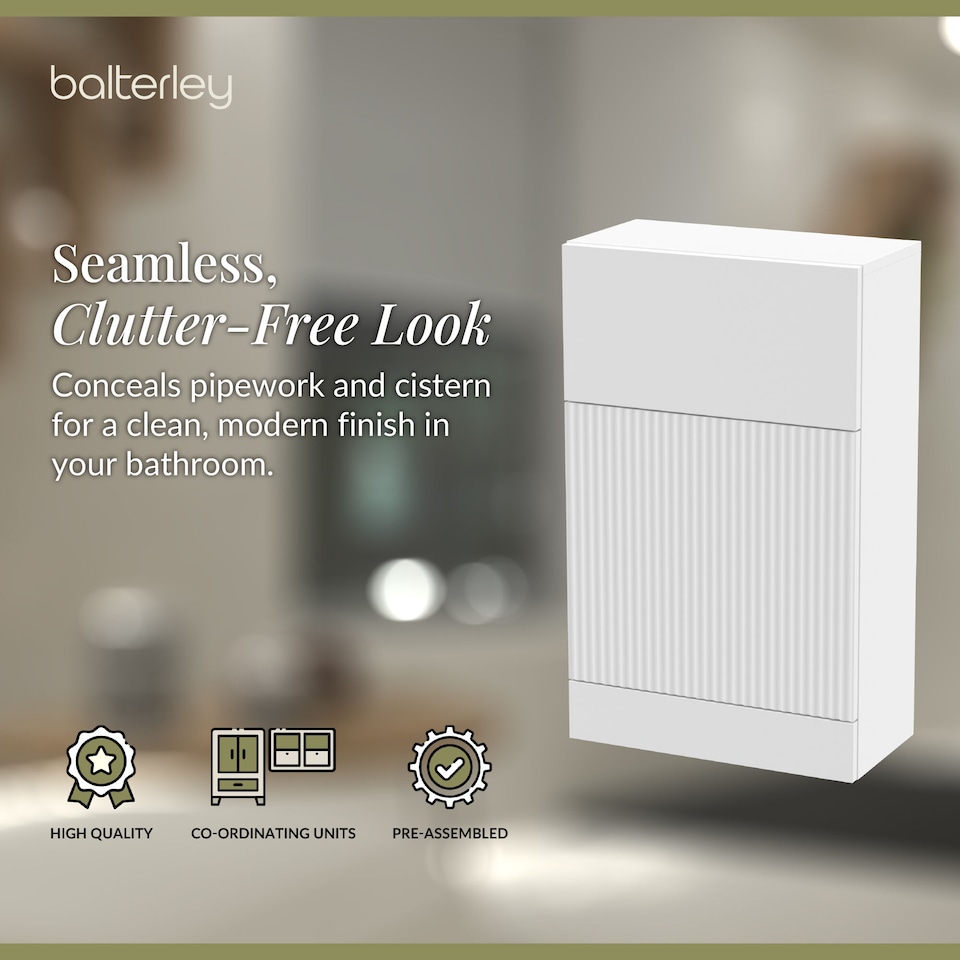 image 1 of Contemporary Fluted 500mm Floor Standing WC Unit, Satin White | White | Satin White | 253 x 500 x 810mm