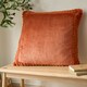 image 2 of Catherine Lansfield Velvet and Faux Fur Soft Touch Cushion | Orange | Burnt Orange | 55x55cm
