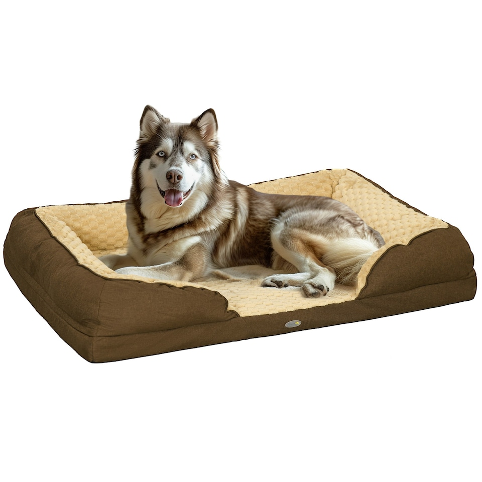 image 1 of PawHut Dog Bed Calming Pet Bed Dog Mattress for Large Dogs - Brown