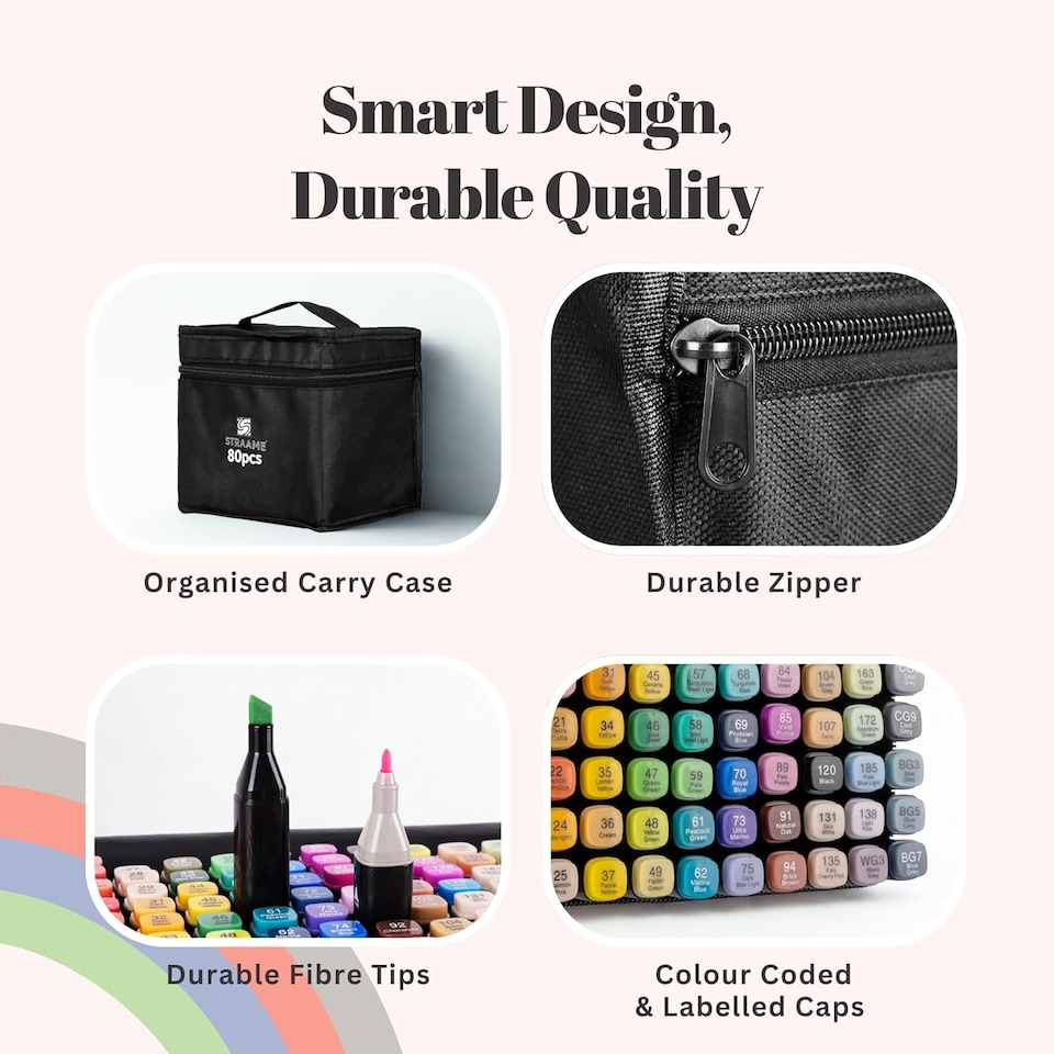 image 1 of Straame Alcohol Markers – Dual-Tip Colouring Pens, (Set of 80)