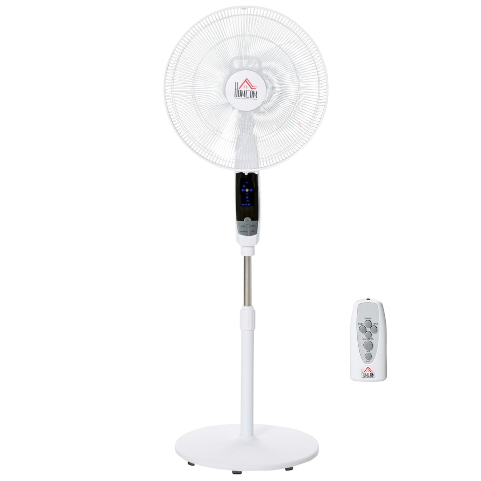 image 1 of HOMCOM 16'' Pedestal Fan Height Adjustable 85 Degree Oscillation LED Panel
