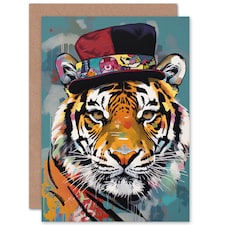 Top Hat Tiger Big Cat Lover Fun Birthday Card