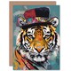 image 1 of Top Hat Tiger Big Cat Lover Fun Birthday Card