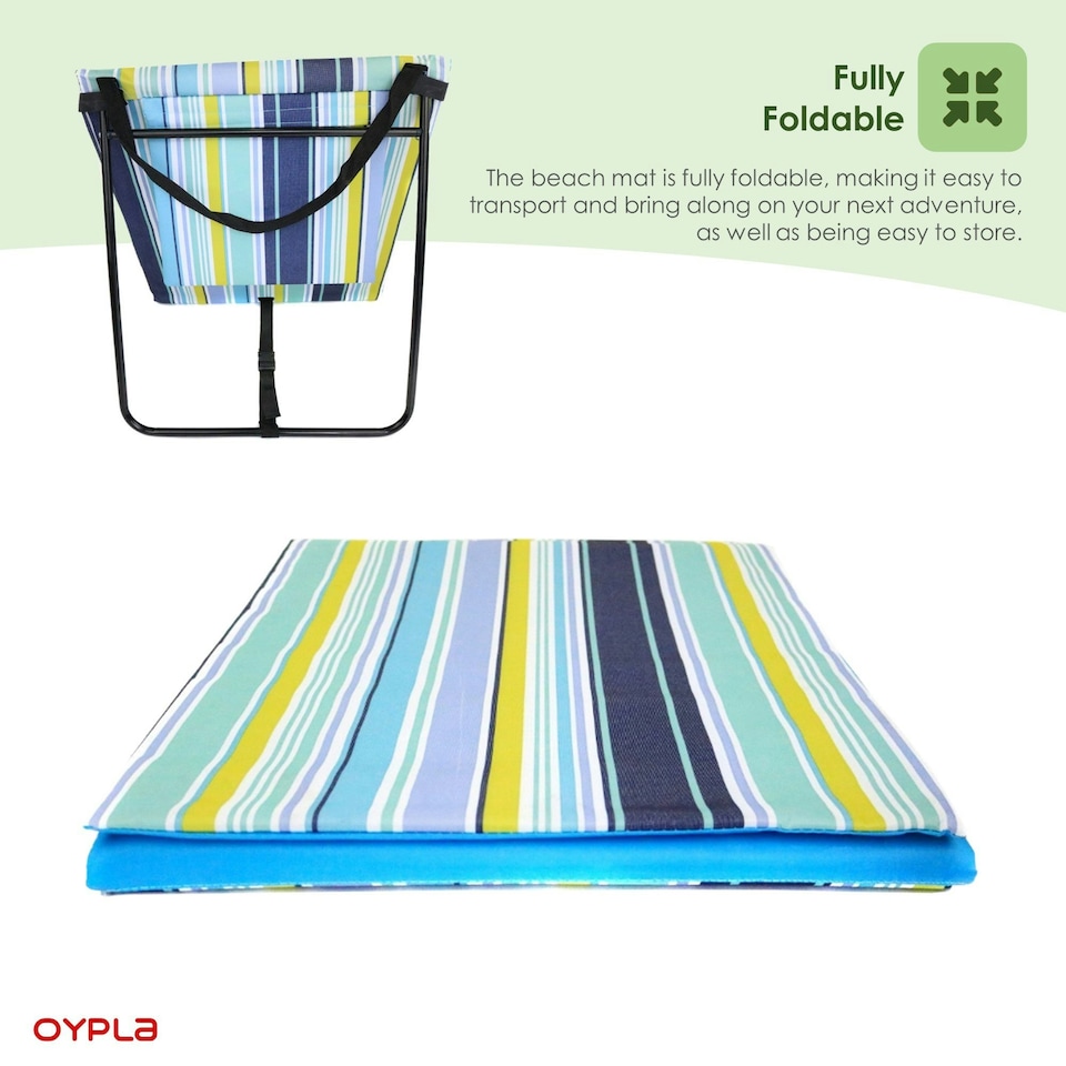image 1 of Oypla Portable Beach Mat Folding Chair Sun Lounger Outdoor Camping Multi