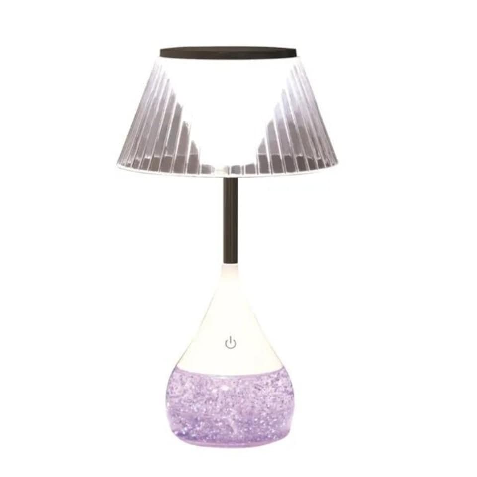 image 1 of Aromatize LED Colour Changing Lined Shade Glitter Lamp | Multi