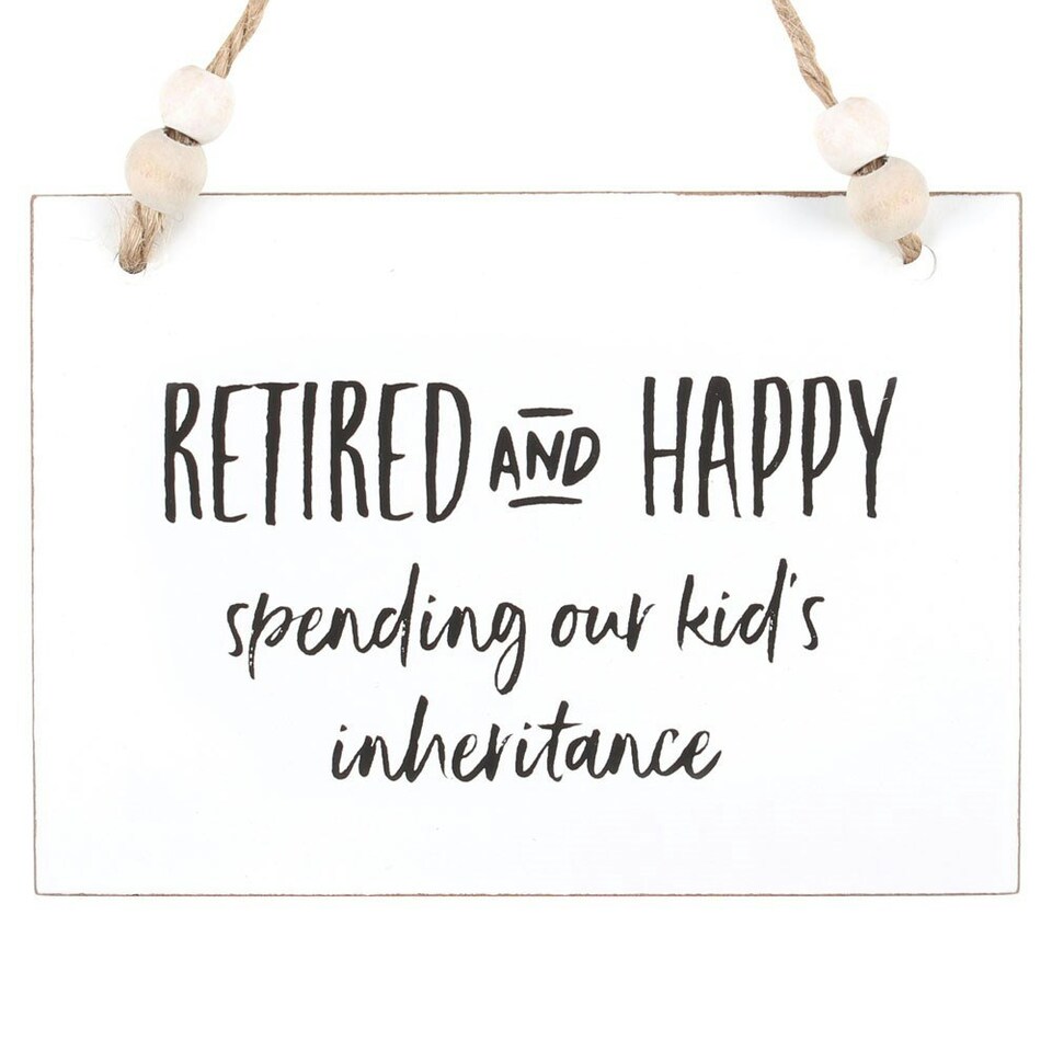image 1 of Something Different Retired And Happy Hanging Sign - White/Black - One Size