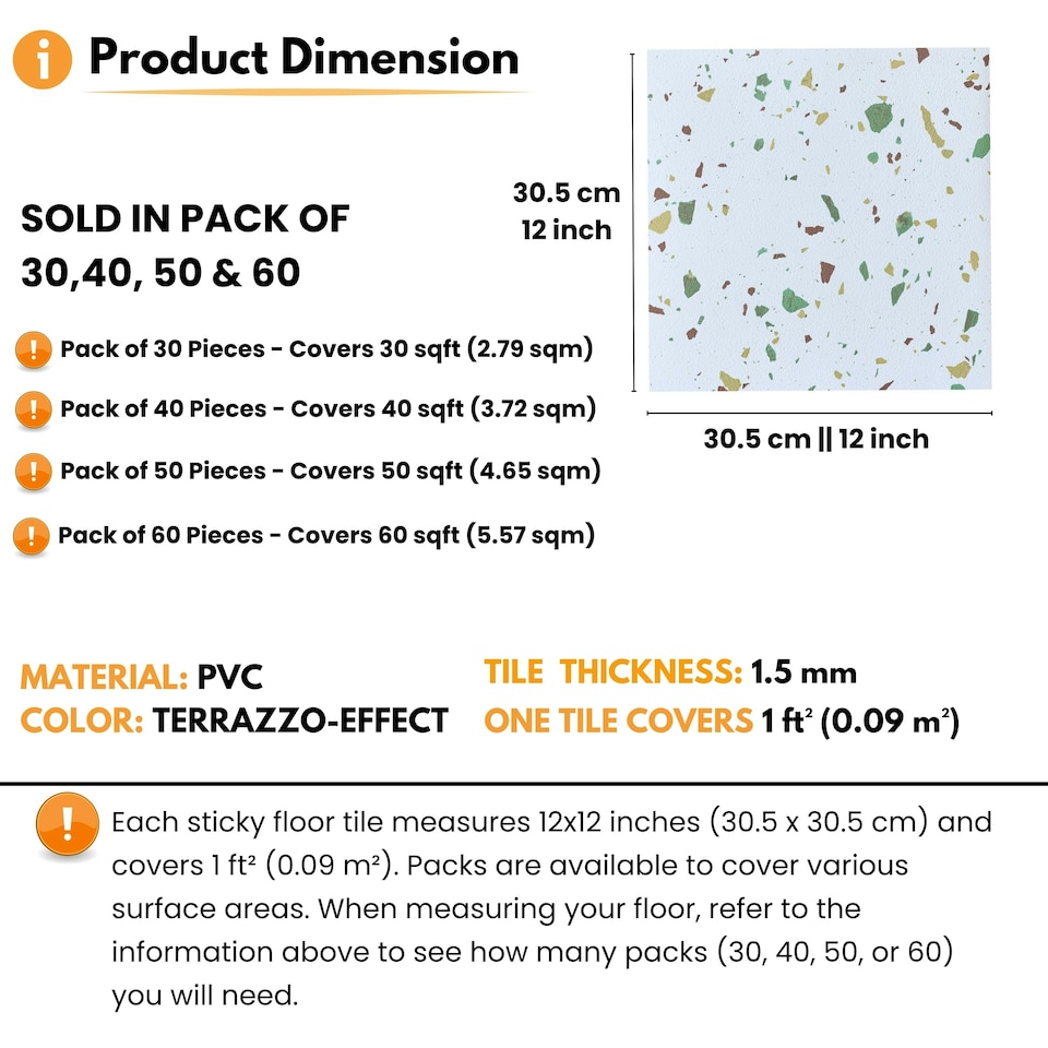 image 1 of NOVECRAFTO Vinyl Floor Tiles Self Adhesive – 12x12in Peel and Stick Flooring for Kitchen, Bathroom & Living Room – White Terrazzo Look with Flecks White | 4.65 sqm