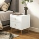 image 8 of HOMCOM Modern Bedside Table with Drawer, Side Table with Metal Legs, White White