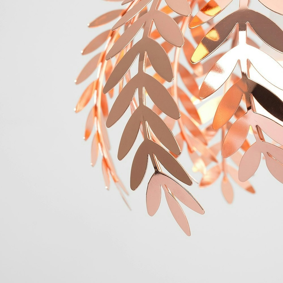 image 1 of ValueLights Pinnate Copper Ceiling Pendant Light Shade with LED Bulb Copper