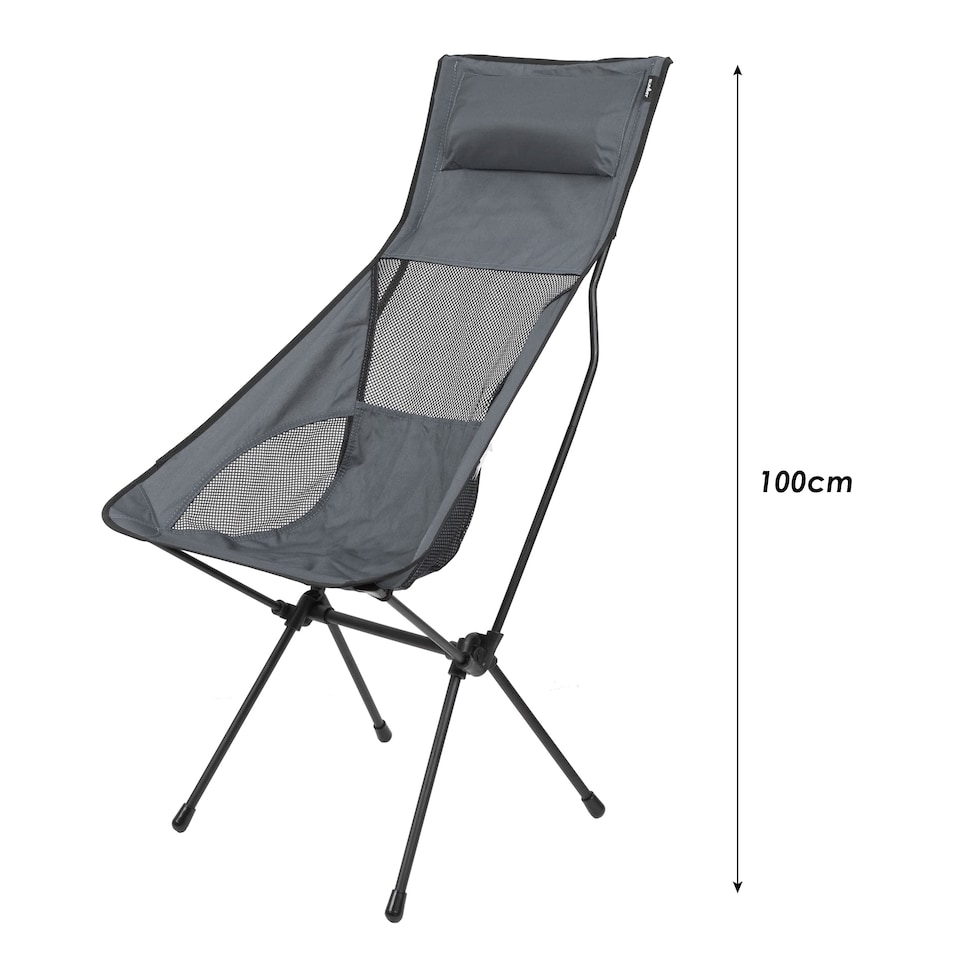 image 1 of VFM e-Store Summit High Back Folding Camping Chairs - Set of 2, Slate Grey - Includes Carry Bag