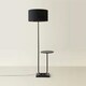 image 3 of ValueLights Large Matt Black Curved Stem Marble Floor Lamp Coffee Table Light - Black Shade + LED Bulb
