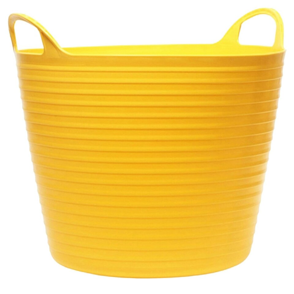 image 1 of 3 x 40 Litre Strong Yellow Flexi Plastic Storage Buckets For Home, Garden & DIY