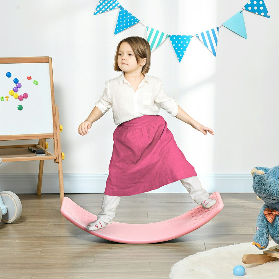 image 1 of ZONEKIZ Kids Wobble board, Montessori-Inspired Toy for 3-6 Years, Red
