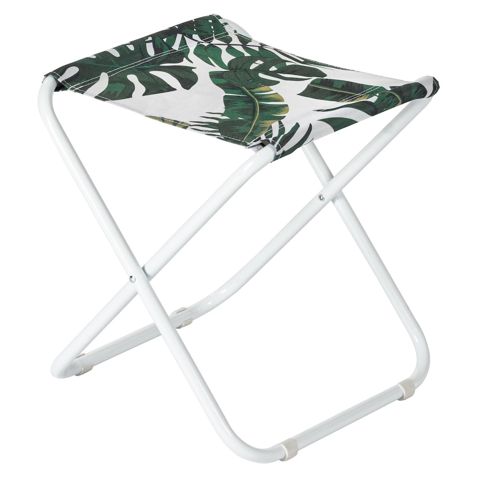 image 1 of Harbour Housewares Classic Folding Stool - Banana Leaf  - Pack of 1 - Canvas Camping Portable Lightweight Outdoor Garden Seat