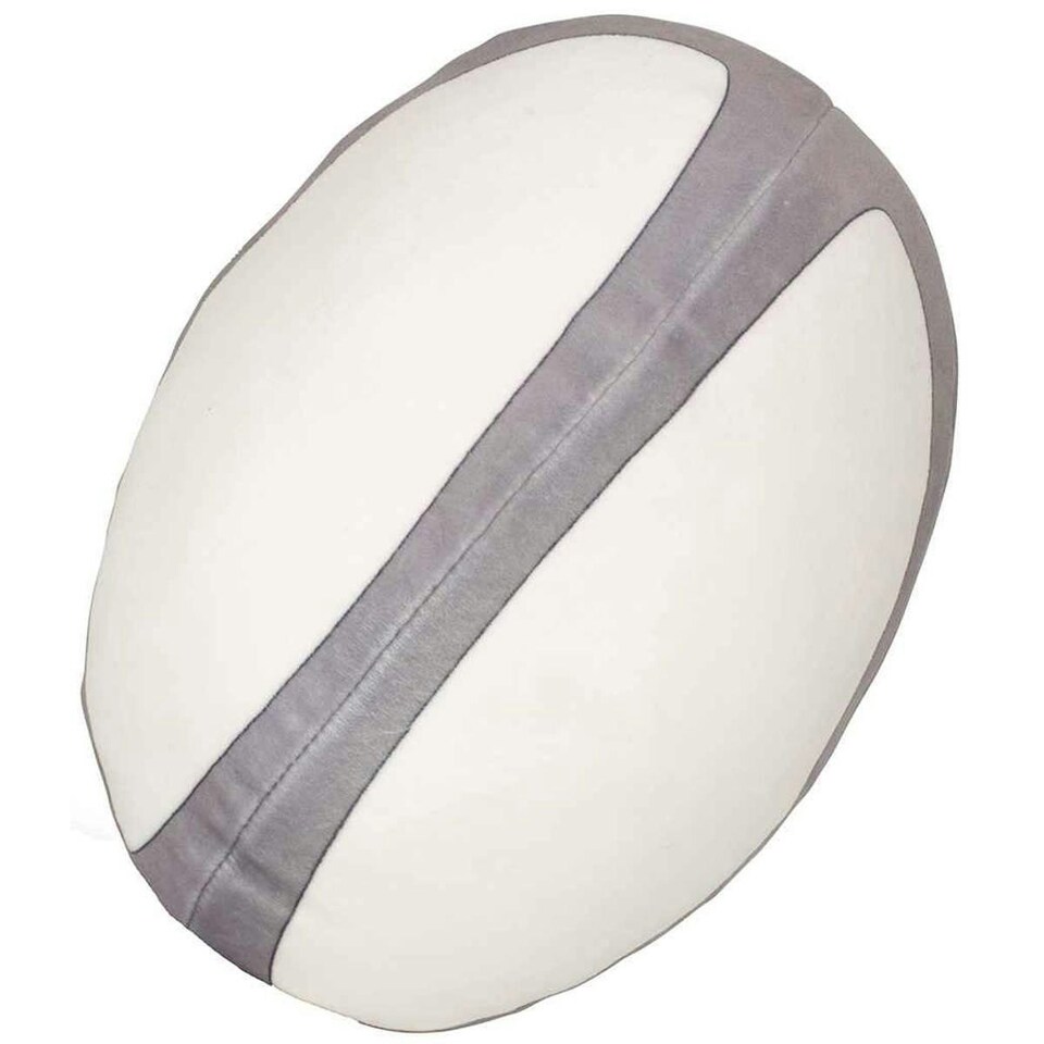 image 1 of Mumbles Zippie Rugby Ball Plush Toy - White/Grey - 23cm