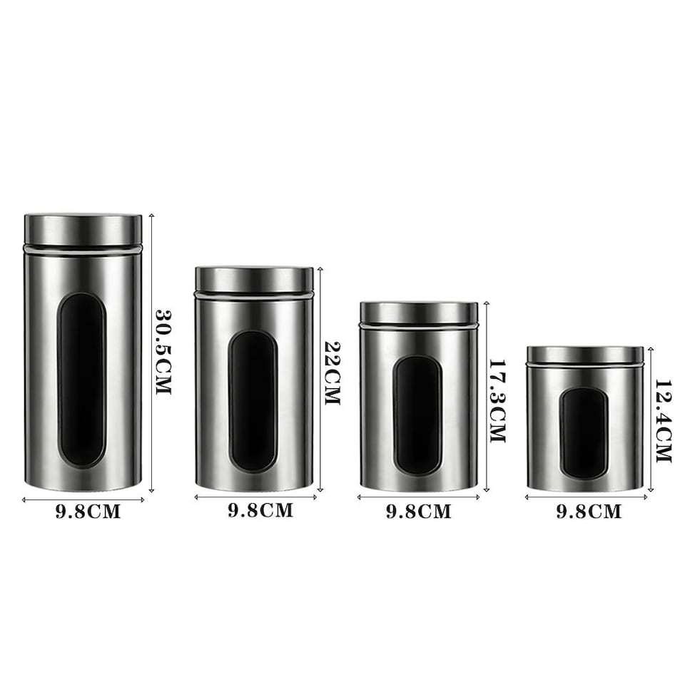 image 1 of Living and Home Set of 4 Stainless Steel Food Storage Containers
