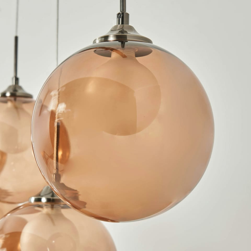 image 1 of BHS Petrice Glass Ball Diner Ceiling Bar Pendant, Black Nickel