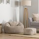 image 2 of Kingston Cord Adults Bean Bag Chair and Pouffe, Ready Filled Beanbag and Footstool Stone Beige | Cream | Natural | 2